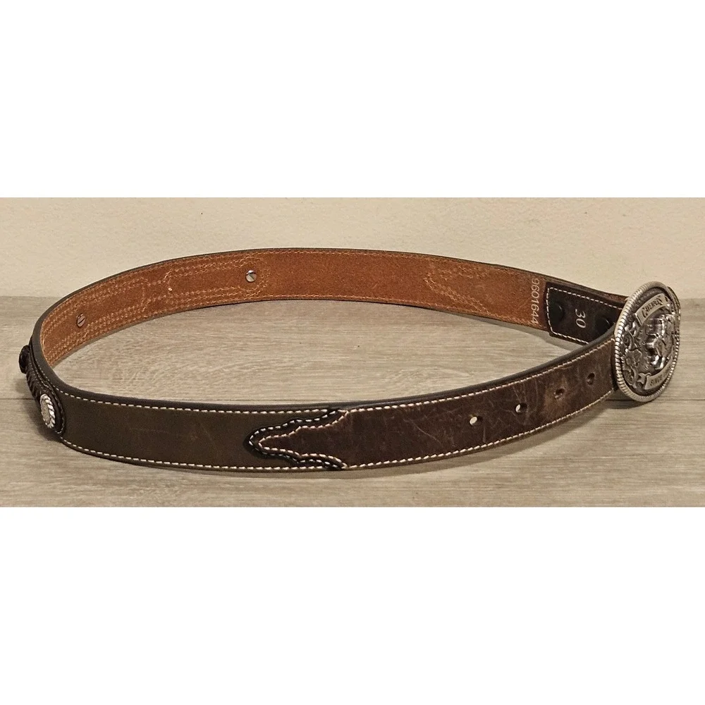 Cavender's‎ Since Since 1965 Rodeo Bull Rider Vintage Belt Buckle & Belt Size 30